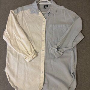 PIECES Oversized Two-Tone Shirt – Size S